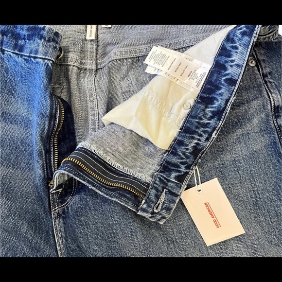 GOOD AMERICAN GOOD VINTAGE distressed baggie straight leg jeans size 16 NWT - Picture 4 of 10